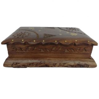  Handmade Wooden Box Vintage Style Small Jewelry Storage Trunk SWB23