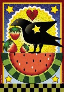 Jeremiah Junction Watermelon Crow Welcome Garden Flag