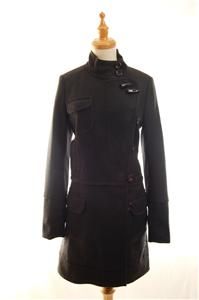 Jill Stuart Military Style Long Wool Coat Jacket 38 Blue New Auth