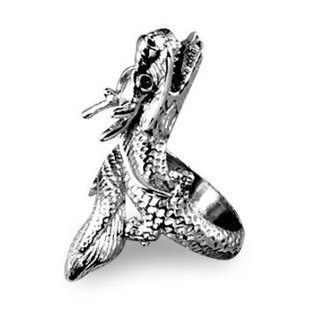 Bahamut Titanium Steel Jewelry Flying Dragon Ring Mens Ring Open Ring