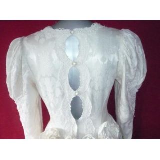 Jessica McClintock Ivory Lace Renaissance Long Formal Wedding Gown 8