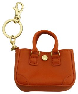 Tory Burch Robinson Small Tote Key Ring Orange Orchid New