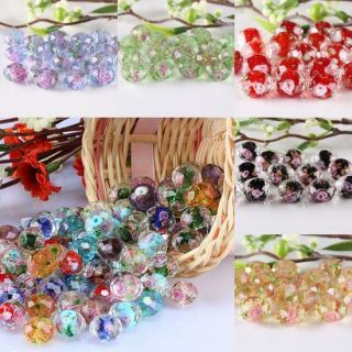  Faceted Lampwork Flower Glass Spacer Beads Jewelry Making