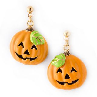 Halloween Jewelry Orange Pumpkin Face Charm Earrings