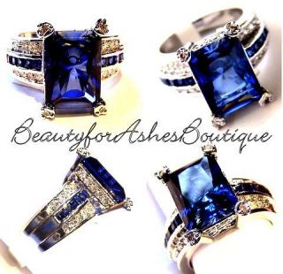 Jewelry Cocktail Sapphire Blue Clear La Jolla CZ Ring