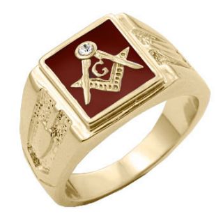 Masonic Scarlet Gold Clear Color Mason Ring All Sizes