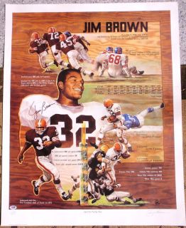 Jim Brown Signed 34x28 Lithograph Litho Browns PSA DNA