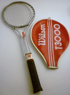 Wilson T3000 Jimmy Connors Tennis Racquet 4 5 8 Cover Vintage Metal