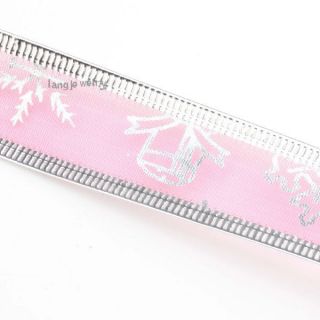 2ROLLS 260213 New Hot Pink Snowflake Xmas Ornament Edged Wired Ribbon