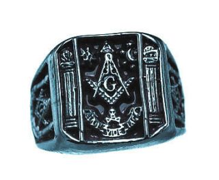   Authentic Solid STERLING SILVER 925 free mason MASONIC RING jewelry