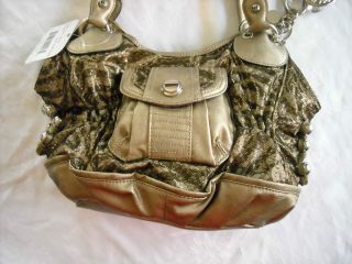 Designer Kathy Van Zeeland Glamoflage II Gold Satchel Handbag