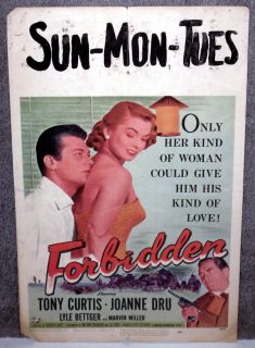 Forbidden Orig Film Noir Poster Tony Curtis Joanne Dru