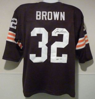 Jim Brown Autographed Signed Cleveland Browns Brown Poly Jersey w HOF