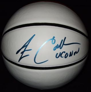 Jim Calhoun Signed White Panel Basketball Proof UCONN