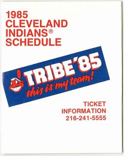  Cleveland Indians MLB Pocket Schedule Joe Carter Pat Tabler The Tribe