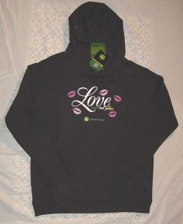 New Hoodie Womens Black Love John Deere Hooded Sweatshirt x XL XXL