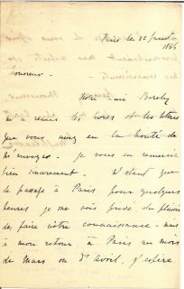  Original letter and signature   Sir John Temple Leader  French Content