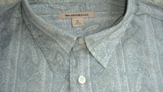 John Varvatos Star USA 100 Cotton Paisley Raw Edge Fitted Shirt XL