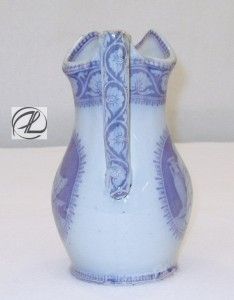  Pitcher Stoneware Blue White Pottery John Bell Scotland 1860 Vintage