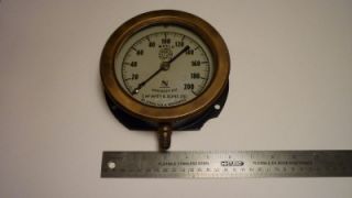 Vintage Antique Ashcroft Gauge Pressure 200 PSI 200psi Brass