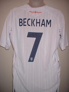 England Beckham Football Soccer Home Shirt Jersey Uniform 2007 09