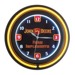 John Deere Double Neon Farm Implements Clock