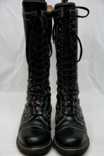 John Fluevog Leather Steampunk Goth Combat Tall Boots Mens 10 D  