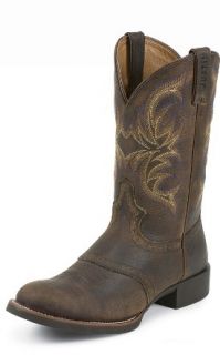 Justin Mens Brown Stampede Boots 11" Leather 7200  