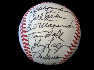 Carl Erskine's Vintage Cracker Jack Old Timers Game Team Signed Baseball w HOF  