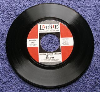 Dion 1968 Laurie 45rpm Abraham Martin and John B w Daddy Rollin'  