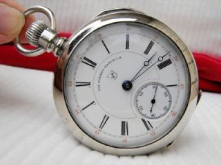 1892 Hampden Dueber Pocket Watch 17 Jewels Nickel Movement Size 18 Runs  