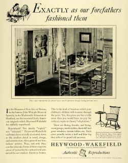 1931 Ad Heywood Wakefield Reproductions Furniture John Whipple Hous Ipswich  