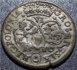 1680 POLAND Silver Six Groschen KRAKOW MINT King JOHN III SOBIESKI Saved VIENNA  