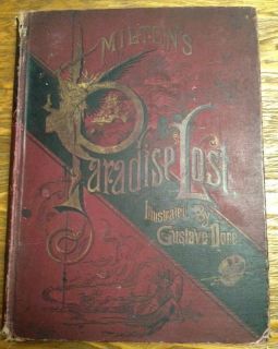 Paradise Lost Antique John Milton Book GUSTAVE DORE Heaven Hell Themed Art  