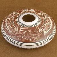 Native Navajo Pueblo Design Seed Pottery Pot by R John  