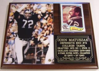 John Matuszak 72 Oakland Raiders 2 Time Super Bowl Champion Photo Plaque Silver  