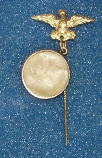 Encased 1900 Indian Cent McKinley Roosevelt Campaign Stick Pin $3 00  