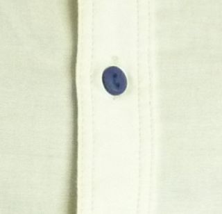 Mens Casual John Tungatt Designer Button Down Cream Blue Oxford Shirt XLARGE  