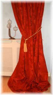 Stunning John Lewis Scarlet Damask Thermal Lined Door Curtain Up to 120" Drop  