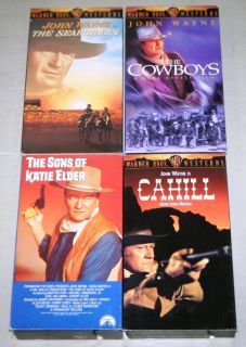 John Wayne 4 VHS Movie Set Cowboys Searchers Cahill Sons of Katie Elder  