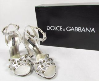 Dolce Gabbana "High Light" High Heels Strappy Sandals Strap Shoes Silber  