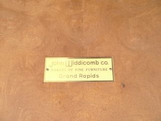John Widdicomb burl wood campaign lamp end occasional center table console  