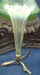 Antique Victorian John Walsh Walsh Uranium Opalescent Tulip Glass Epergne Vase  