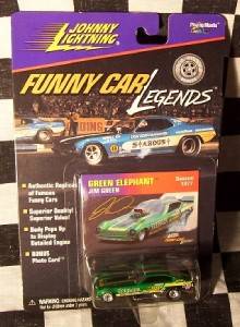 1998 Johnny Lightning Funny Car Legends 1977 Season Green Elephant 1 64  