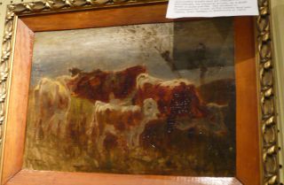 John Robinson Tait 1834 1909 Oil Painting Cows Bulls Hudson River Landscape  
