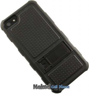 BLACK RUGGED JOLT CASE TPU RUBBER COVER WITH STAND FOR APPLE iPHONE 5  