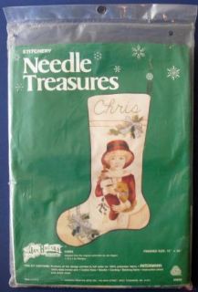 Needle Treasures CHRIS Christmas Stocking Crewel Embroidery Kit VTNS Boy Puppy  
