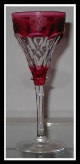 RARE Signed Antique John Walsh Red Glass Wine Stem  