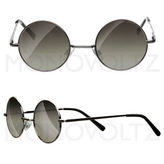 Lennon Style Sunglasses Round Hippie Shades Retro Mirror Lens Silver 0107  