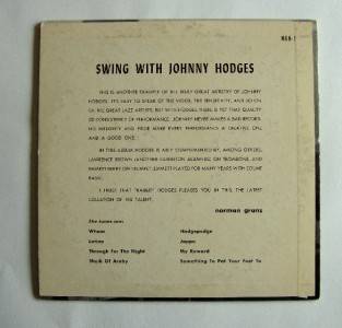 Swing With Johnny Hodges Norgran Records MGN 1 10 Rare Jazz Vinyl LP Berry VTG  
